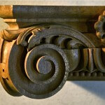 An Ionic-style capital hand-carved in wood by Agrell Architectural Carving.