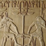 Egyptian-style panel based on those found in the tomb of Hesy-Ra. Hand-carved in wood by Agrell Architectural Carving.