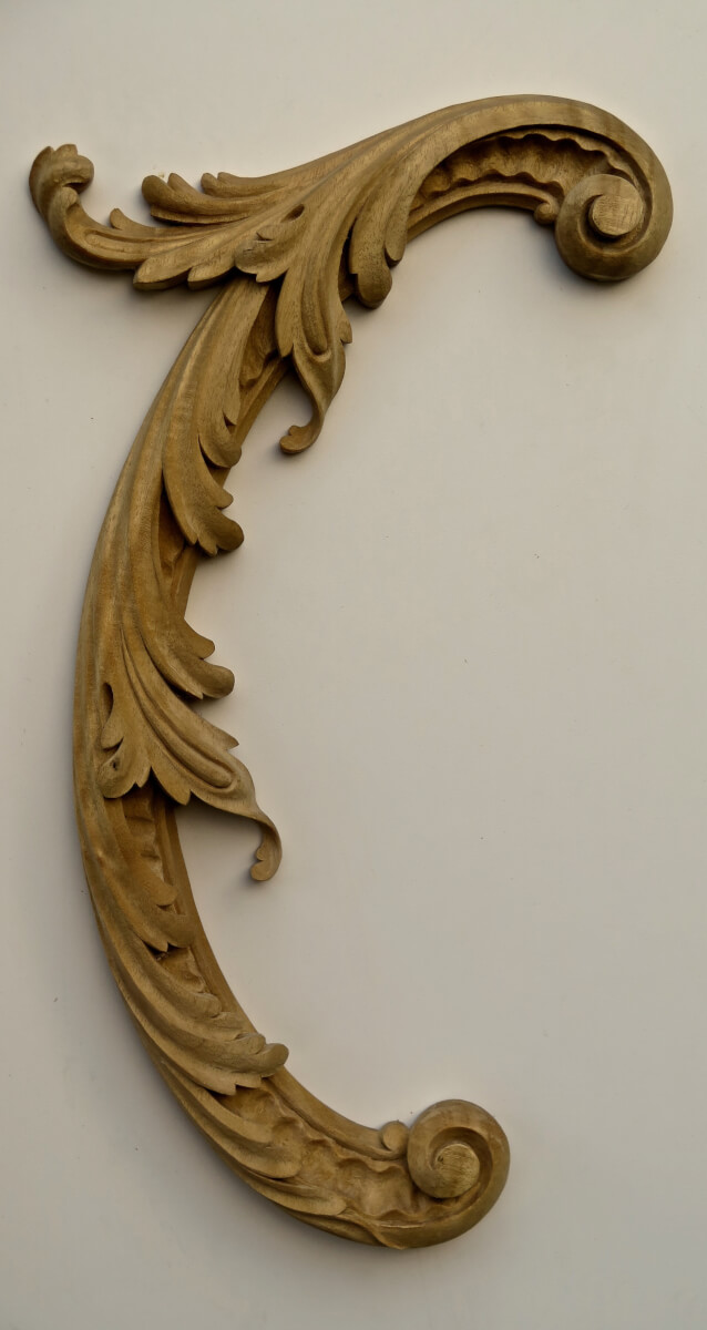 Rococo-style acanthus leaf scroll woodcarving by Agrell Architectural Carving