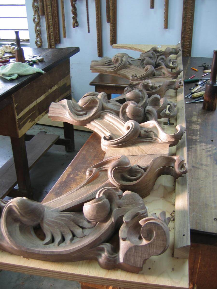 Art Nouveau-style bed hand-carved by Agrell Architectural Carving