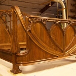 Art Nouveau bed based on a Louis Majorelle design, built and hand-carved in walnut by Agrell Architectural Carving.