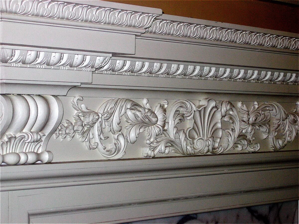 Detail of fireplace frieze with egg-and-dart