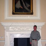 Ian Agrell with Bishop Sherlock's fireplace