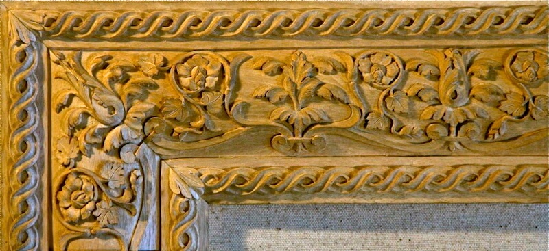 Wood-carved Italian Renaissance-style mouldings by Agrell Architectural Carving.