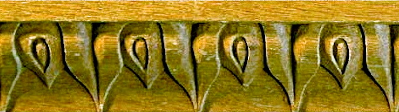 Wood-carved lamb's tongue moulding by Agrell Architectural Carving.