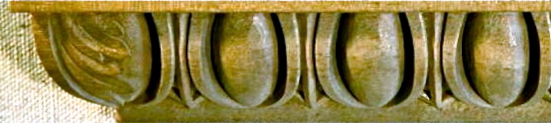Wood-carved egg and dart moulding by Agrell Architectural Carving.