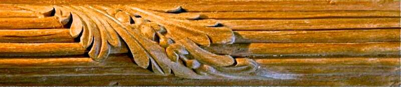 Wood-carved moulding with acanthus, bellflowers, and reeds. By Agrell Architectural Carving.