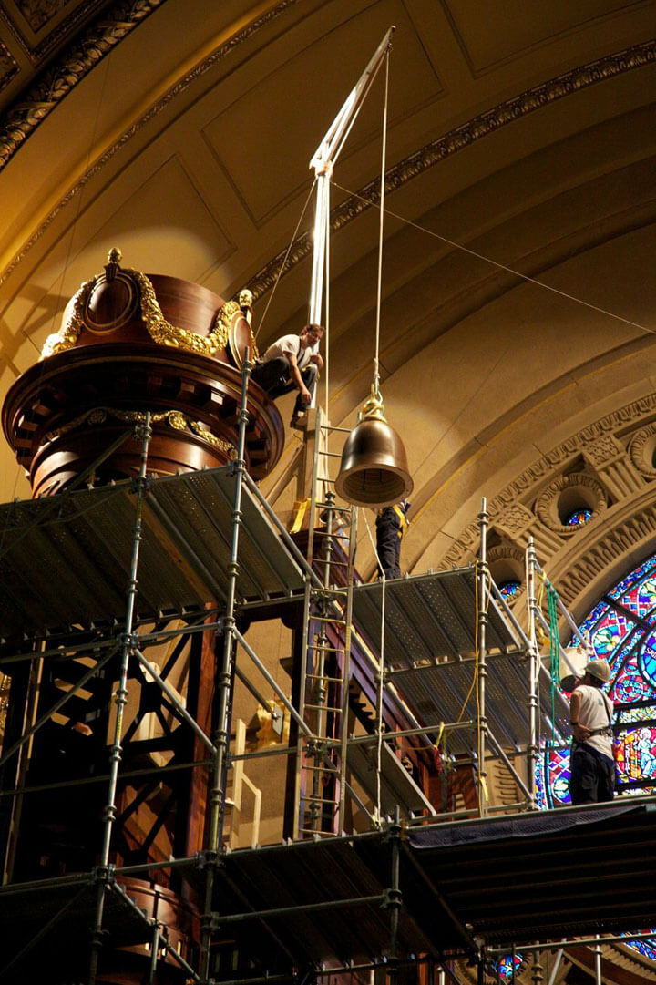 Installation of the organ case for the Cathedral of St. Paul, Minn.