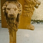Hand-carved lion bench