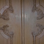Rococo-style wood doors, hand-carved by Agrell Architectural Carving