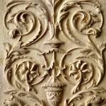 Renaissance-style panel woodcarving