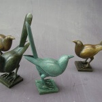Art Deco-style cast bronze birds