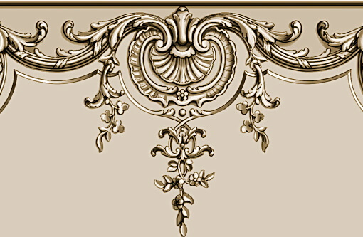 Detail: Hand-carved wood panel decoration